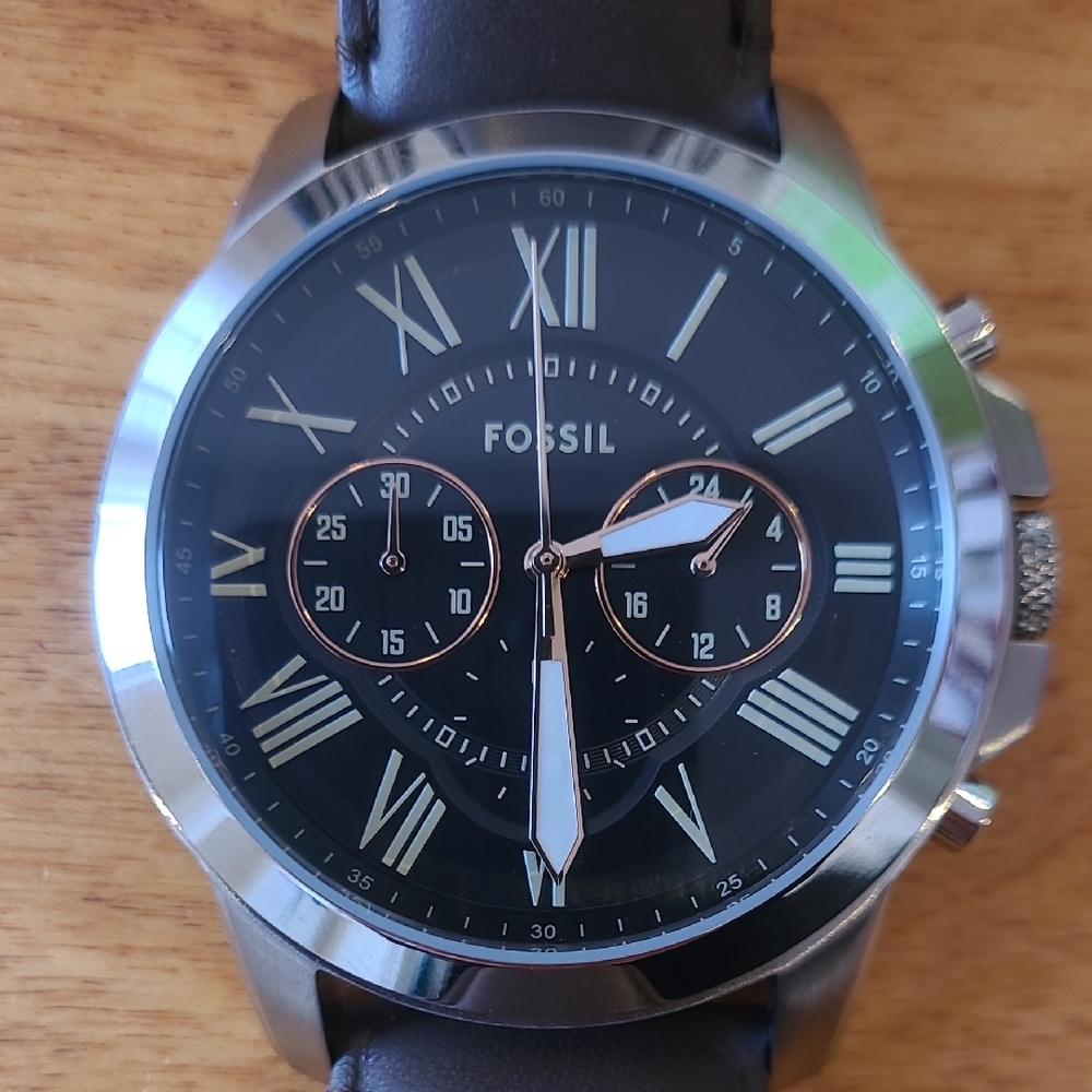 Fossil Black and Silver Roman Numeral Watch